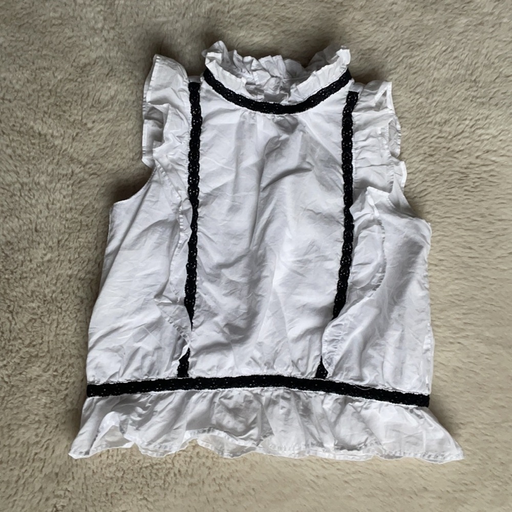 Janie And Jack | White Ruffle High Neck Sleeveless Blouse | 6